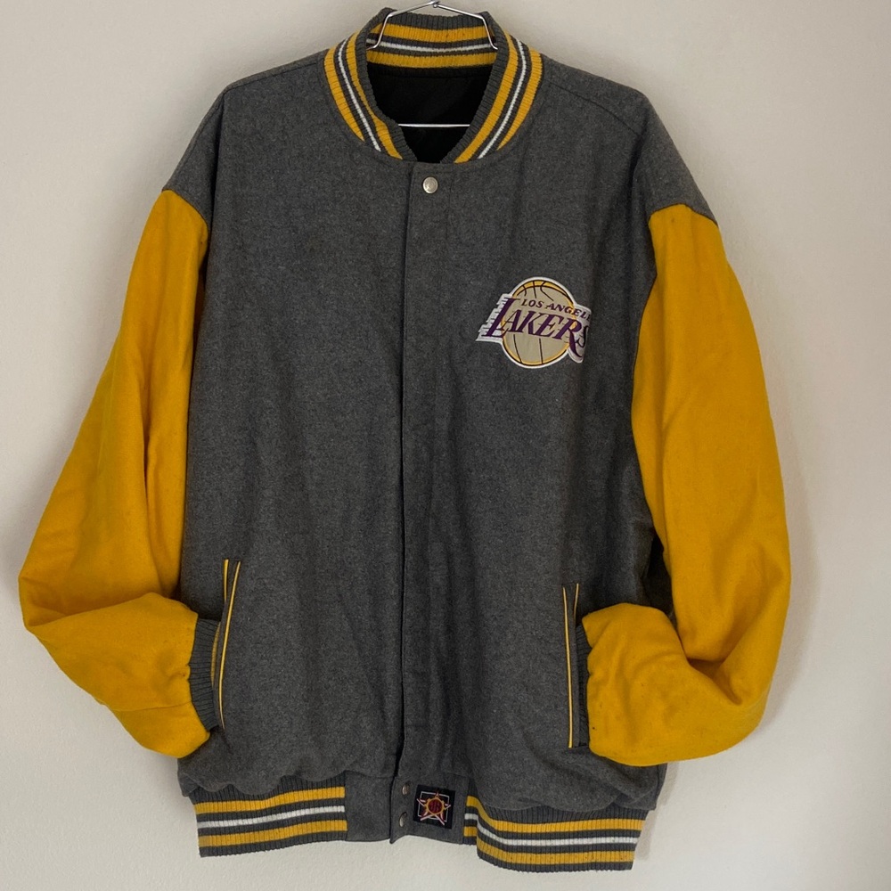 Lakers Gray and Yellow Varsity Jacket